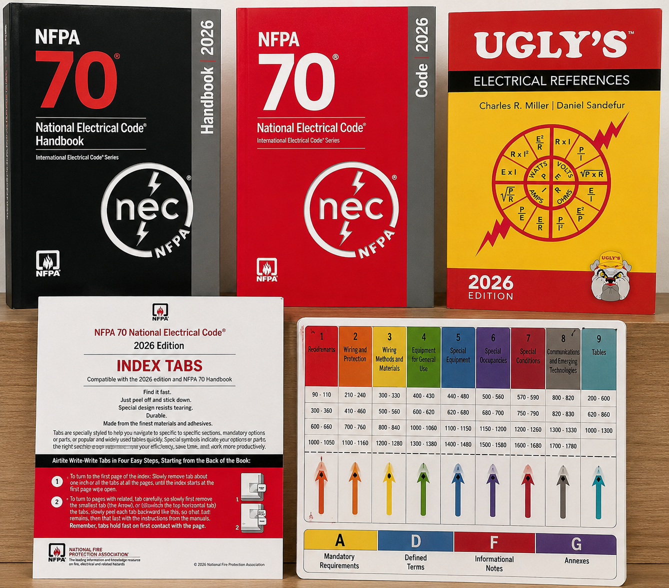 National Electrical Code 2026 Handbook-NFPA 70, National Electrical Code NEC 2026 Spiral-Ugly's Electrical References, 2026 Edition-2026index Tab